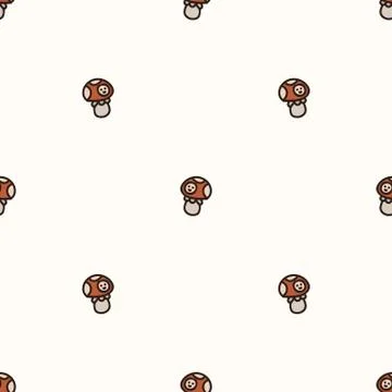 Seamless background toadstool mushroom with face gender neutral baby pattern Stock Illustration