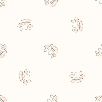 Seamless background toadstool mushroom gender neutral baby pattern. Simple Illustrazione stock