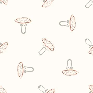 Seamless background toadstool mushroom gender neutral baby pattern. Simple Illustrazione stock