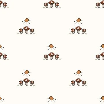 Seamless background toadstool mushroom gender neutral baby pattern. Simple Illustrazione stock