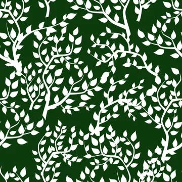 Seamless background with tree leafs Stock Illustration