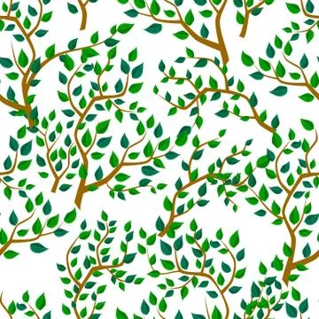 Seamless background with tree leafs Stock Illustration