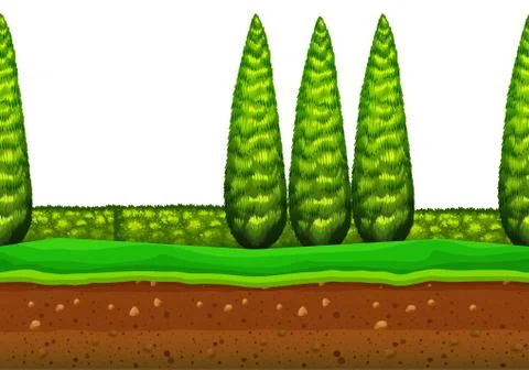 Seamless background with trees in the park Stock Illustration