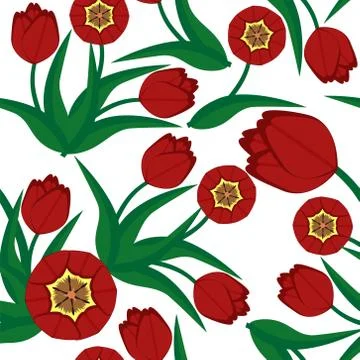Seamless background with tulips Stock Illustration