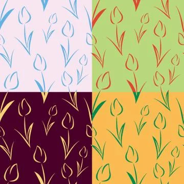 Seamless background with tulips. Stock Illustration
