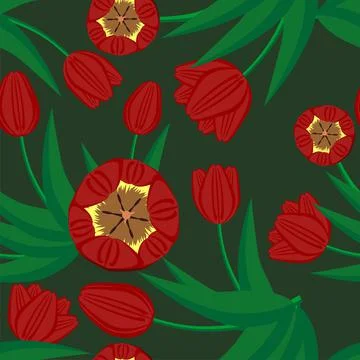Seamless background with tulips Stock Illustration