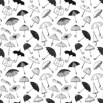 Seamless background with umbrellas Illustrazione stock