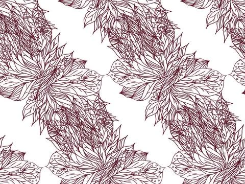 . Seamless background vector illustration of sketch of flowers on a light ... Stockfoto's