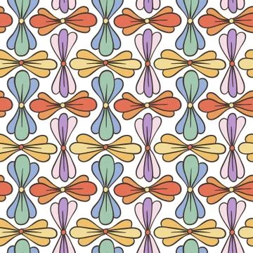 Seamless background, vector pattern with floral pattern made of simple doodle Illustrazione stock