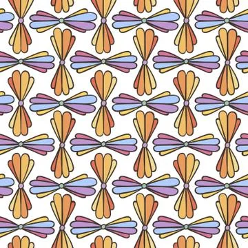 Seamless background, vector pattern with floral pattern made of simple doodle Illustrazione stock