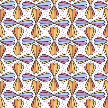 Seamless background, vector pattern with floral pattern made of simple doodle Stock Illustration