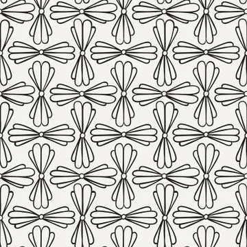 Seamless background, vector pattern with floral pattern made of simple doodle Illustrazione stock