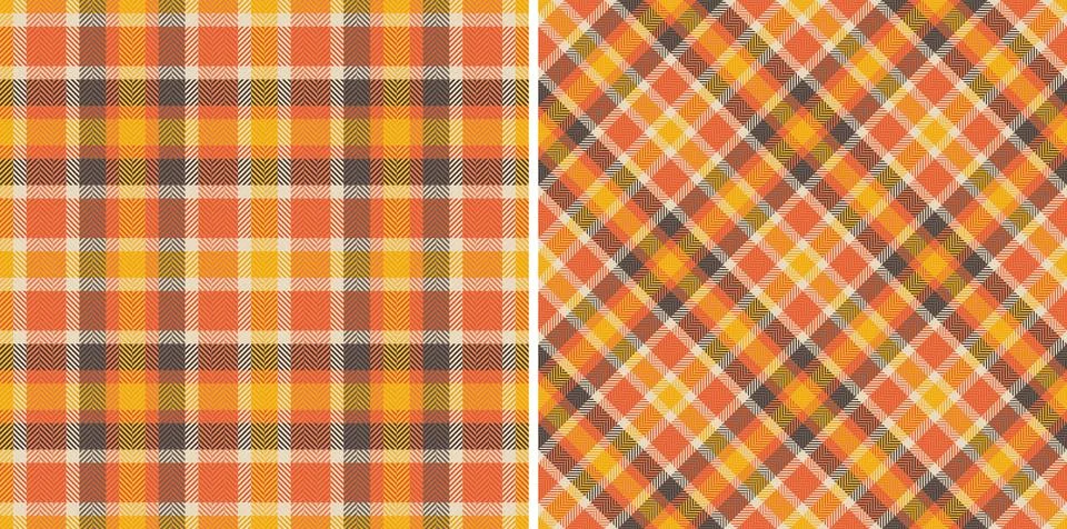 Seamless background vector of plaid pattern fabric with a tartan check text.. Illustrazione stock