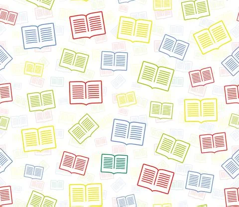 Seamless background. Vector. A rain of books. Colorful. Stock Illustration