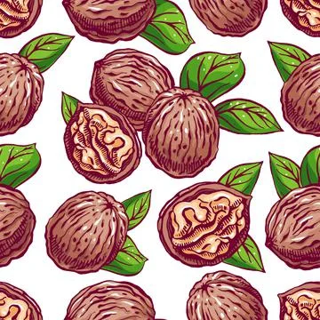 Seamless background with walnuts - 2 Illustrazione stock