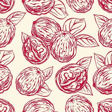 Seamless background with walnuts Stock Illustration