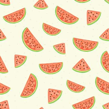 Seamless Background with Watermelon Stock Illustration