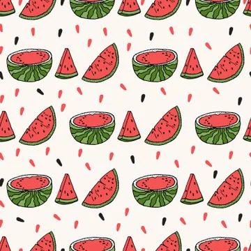 Seamless background with watermelon slices. Stock Illustration