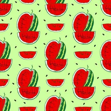 Seamless background with watermelon slices. Stock Illustration