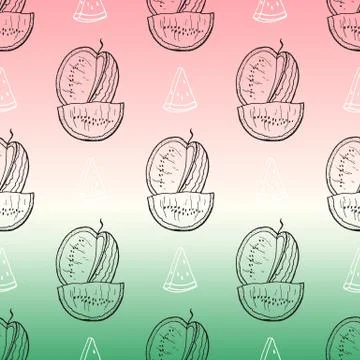 Seamless background with watermelon slices. Stock Illustration
