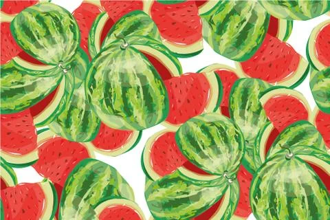 Seamless background with watermelon slices. Vector illustration. Illustrazione stock