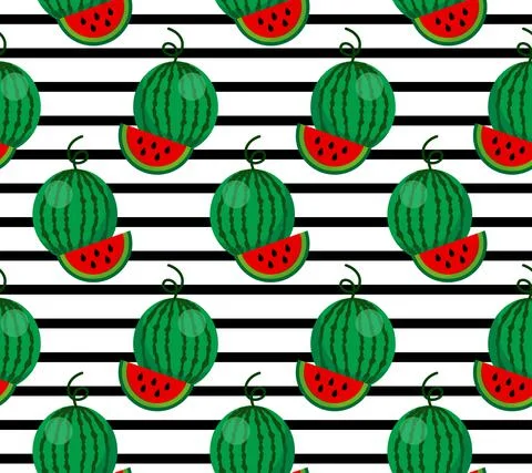 Seamless background with watermelon slices. Vector illustration. EPS 10 Stock Illustration