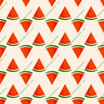Seamless background with watermelon slices. Vector illustration. Stock Illustration