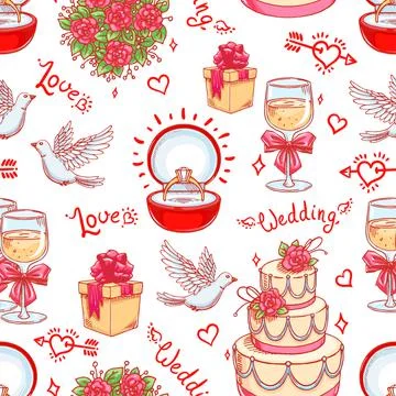 Seamless background for a wedding Stock Illustration