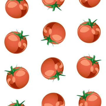 Seamless background of whole tomatoes. Vector illustration isolated on white Stock Illustration
