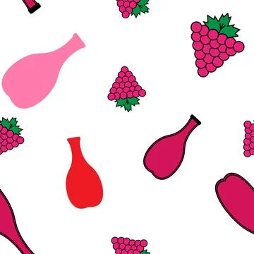 Seamless background. Wine hand drawn seamless pattern Stock Illustration