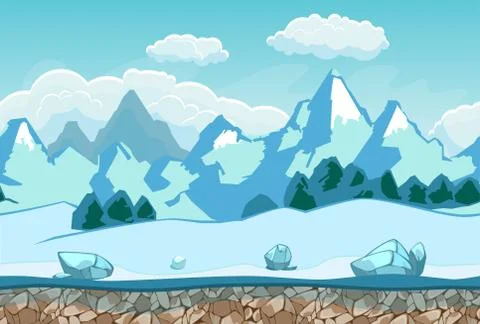 Seamless background with winter landscape Stock Illustration