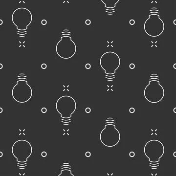 Seamless background wuth light bulb concept of idea in black-white style Stock Illustration