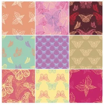 Seamless backgrounds with butterflyes Stock Illustration