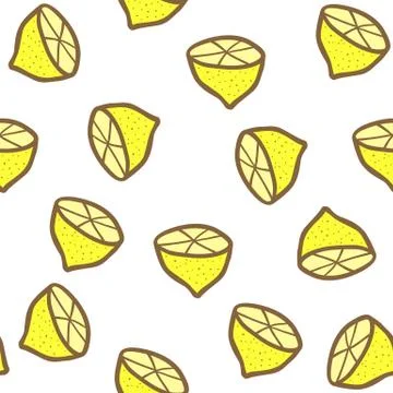 Seamless backgrounds with hand drawn lemons Stock Illustration