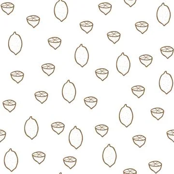 Seamless backgrounds with hand drawn lemons Stock Illustration