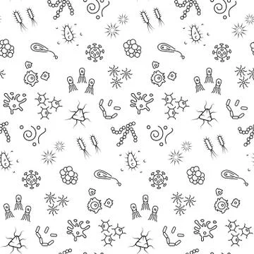 Seamless bacterium pattern. Vector illustration Stock Illustration
