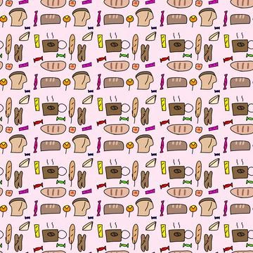 Seamless bakery pattern Stock Illustration