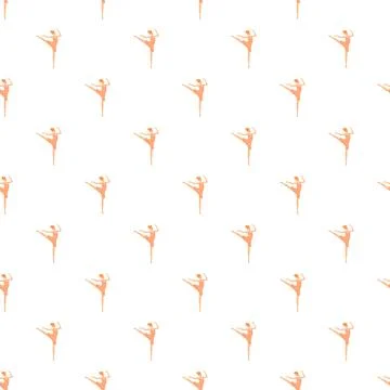 Seamless ballerina pattern dancing on white background Stock Illustration