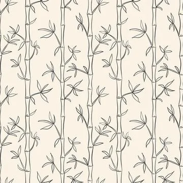 Seamless bamboo pattern. Black and cream white vector illustration. Textile Stock Illustration