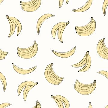 Seamless banana fruit pattern. Vector illustration of healthy food, cartoon b Illustrazione stock