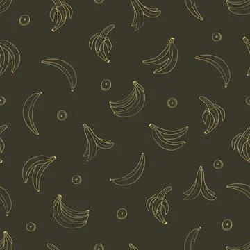 Seamless banana fruit pattern. Vector illustration of healthy food, cartoon b Stock Illustration