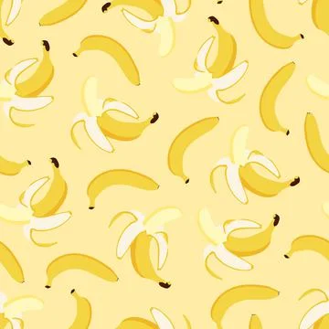 Seamless banana pattern - hand drawn design. Trendy summer background - bright 库存插图