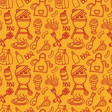 Seamless barbecue pattern Stock Illustration
