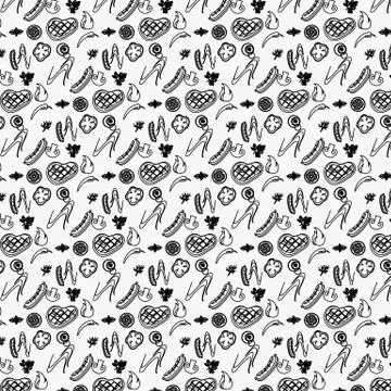 Seamless barbeque pattern in with meat Stock Illustration