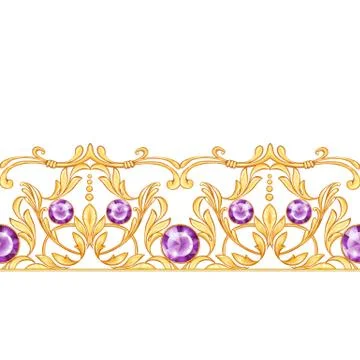 Seamless baroque border Stock Illustration