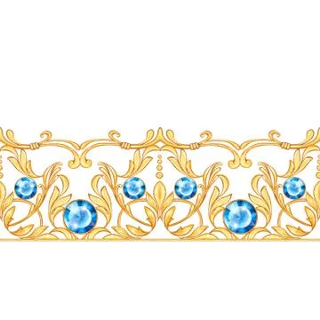 Seamless baroque border Stock Illustration