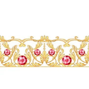 Seamless baroque border Stock Illustration