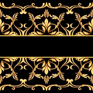Seamless baroque border isolated on black Stock Illustration