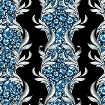 Seamless baroque pattern with gems 5 Stockillustratie