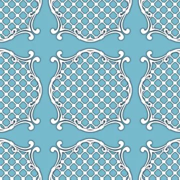 Seamless baroque pattern with white elements イラスト素材